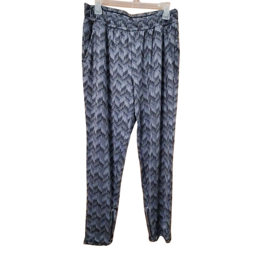 Victorias Secret VSX Sport Grey Chevron Jogger Pants Ankle Zip Womens Medium